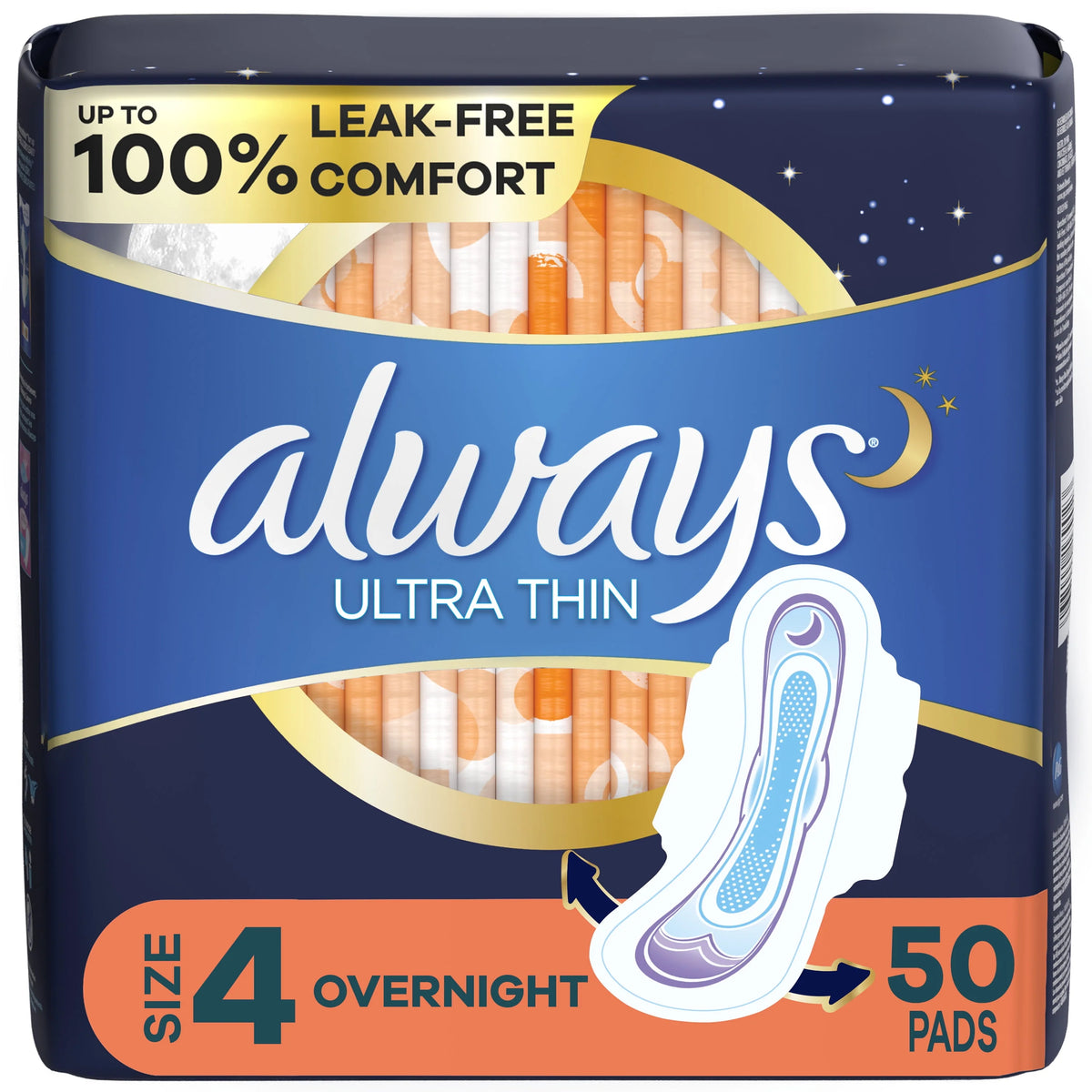 Ultra Thin Overnight Pads with Wings, Size 4, 36 Count S1420
