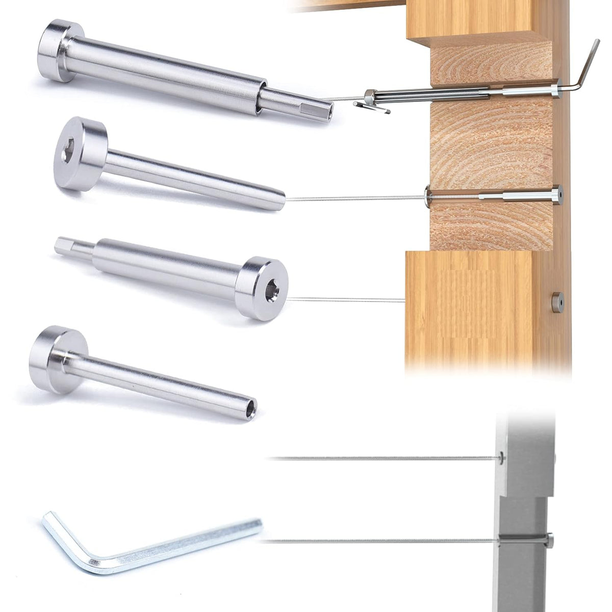 20Pair Cable Railing Kit Invisible 1/8 T316 Stainless Steel Swage Tensioner Terminal Hidden System N318