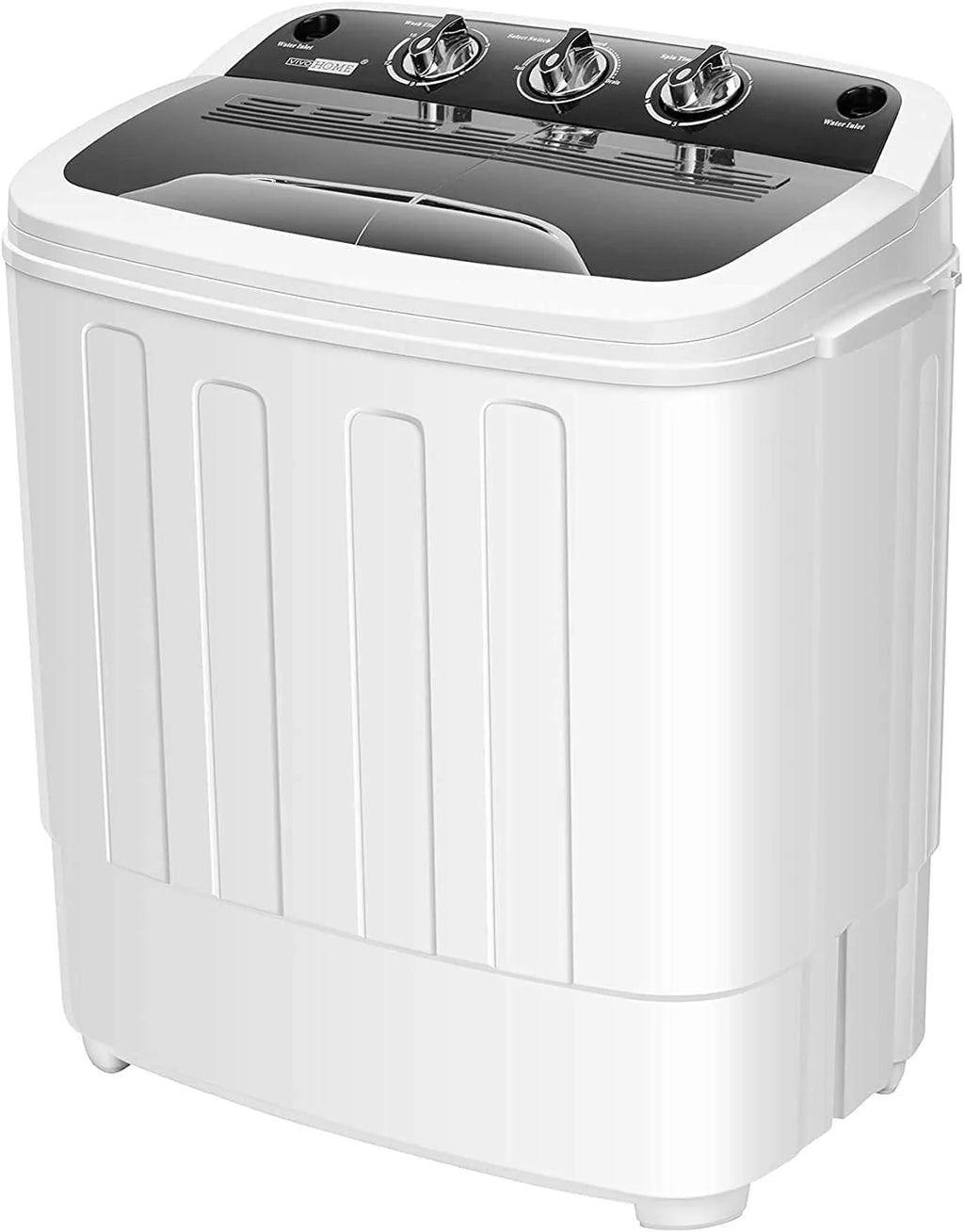 Portable 2 in 1 Twin Tub Mini Laundry Washer and Spin Dryer Combo 13.5lbs Black & White J9743