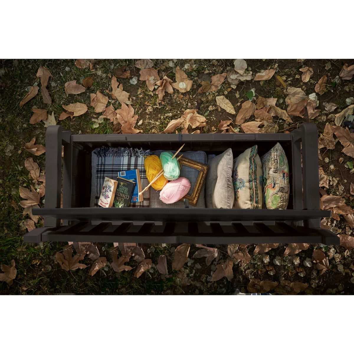 Outdoor Storage Resin Bench P1378