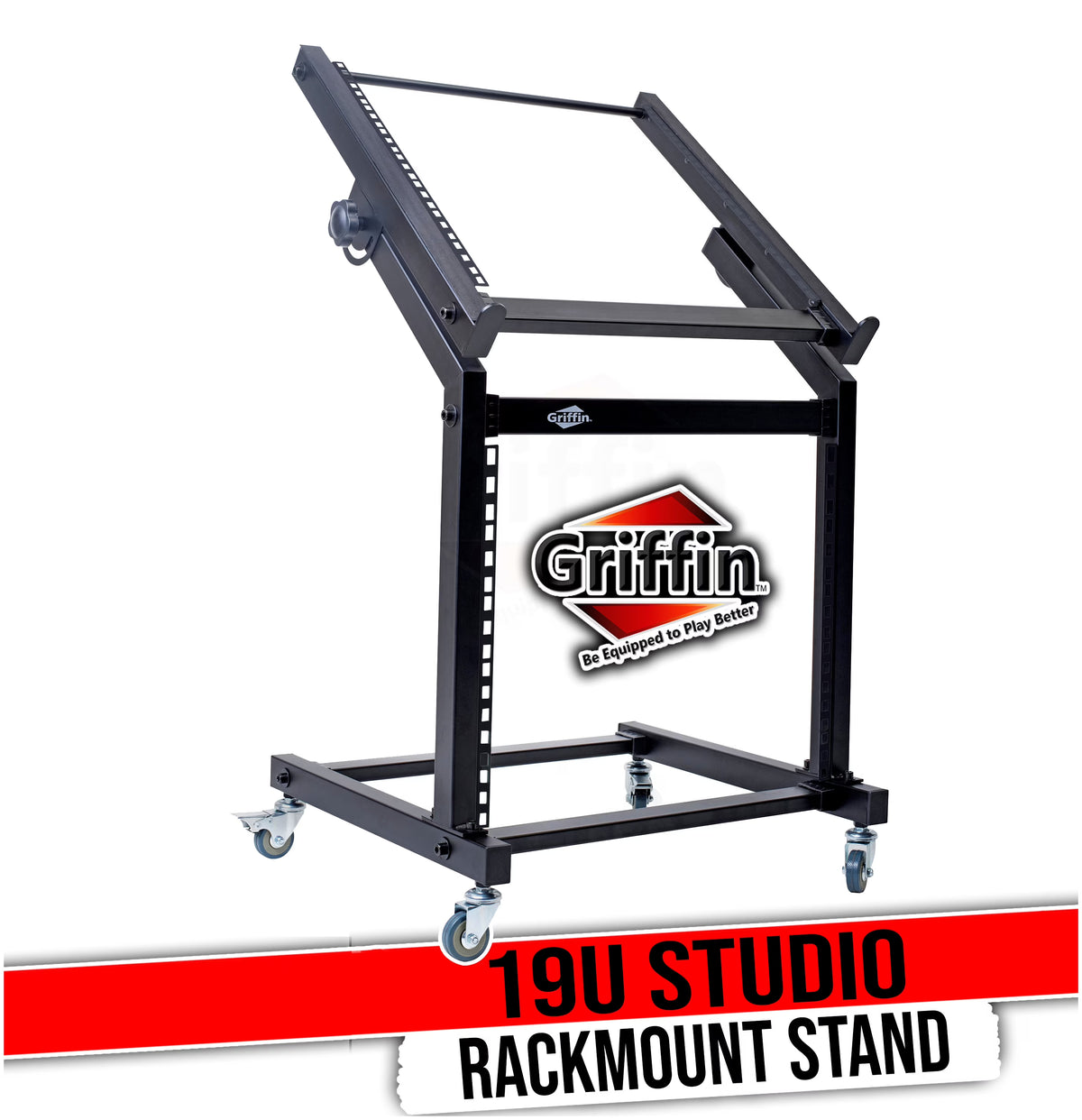 19U Rolling Rackmount Stand with Adjustable Mixer Platform D8151