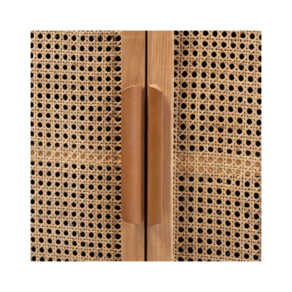 Oak Wood and Rattan 2-Door Accent Storage Cabinet G16231