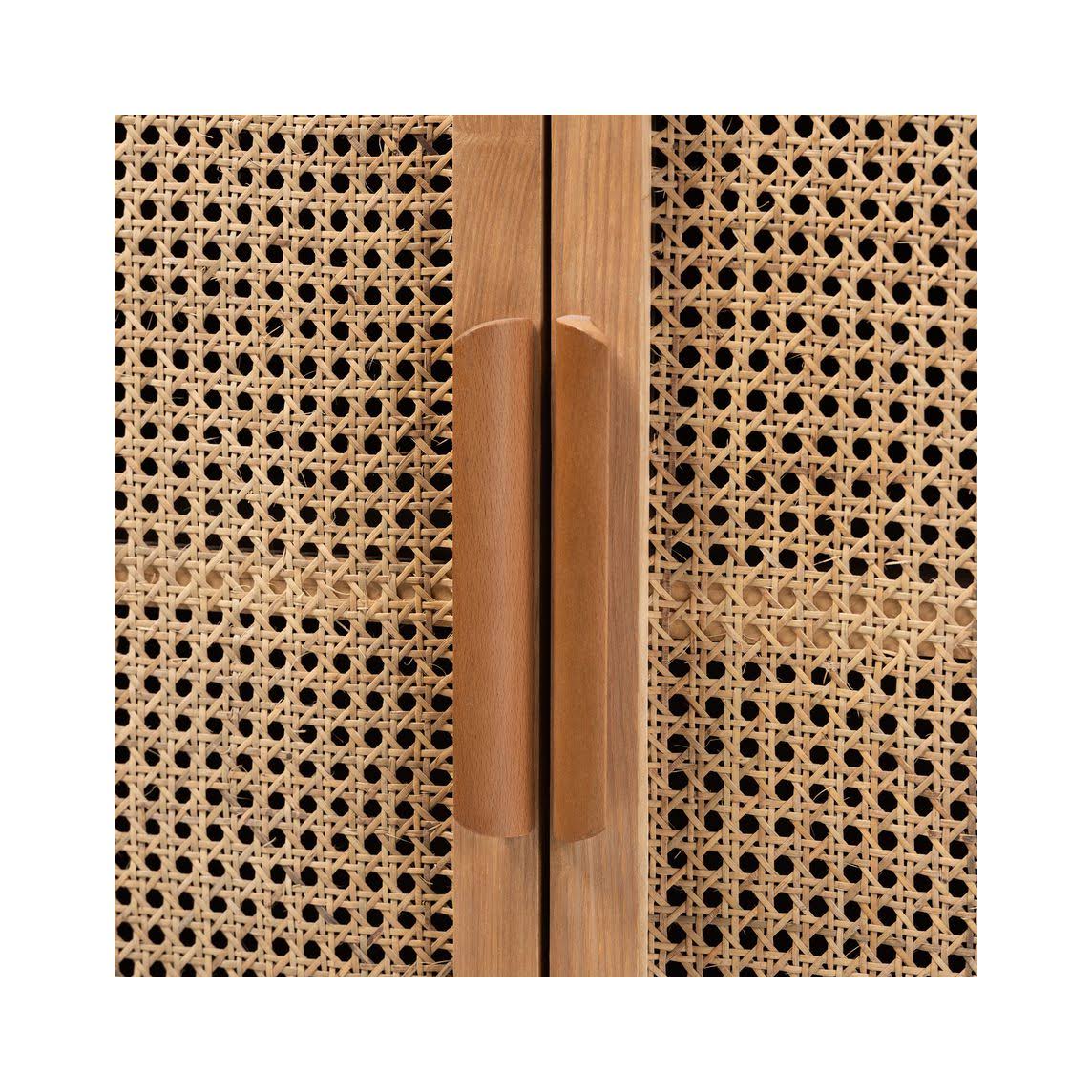 Oak Wood and Rattan 2-Door Accent Storage Cabinet G16231