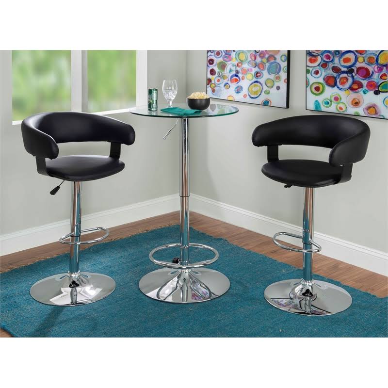 Black Faux Leather Adjustable Height Bar Stool N959