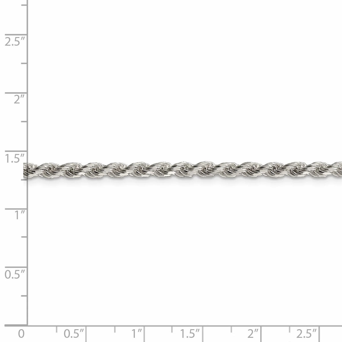 Sterling Silver 3mm Diamond-Cut Rope Chain Necklace 20 Inch K429