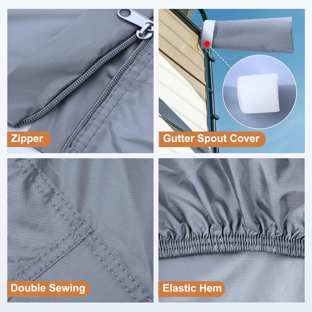 Waterproof Travel Trailer RV Cover with 4 Gutter Spout Covers H58979