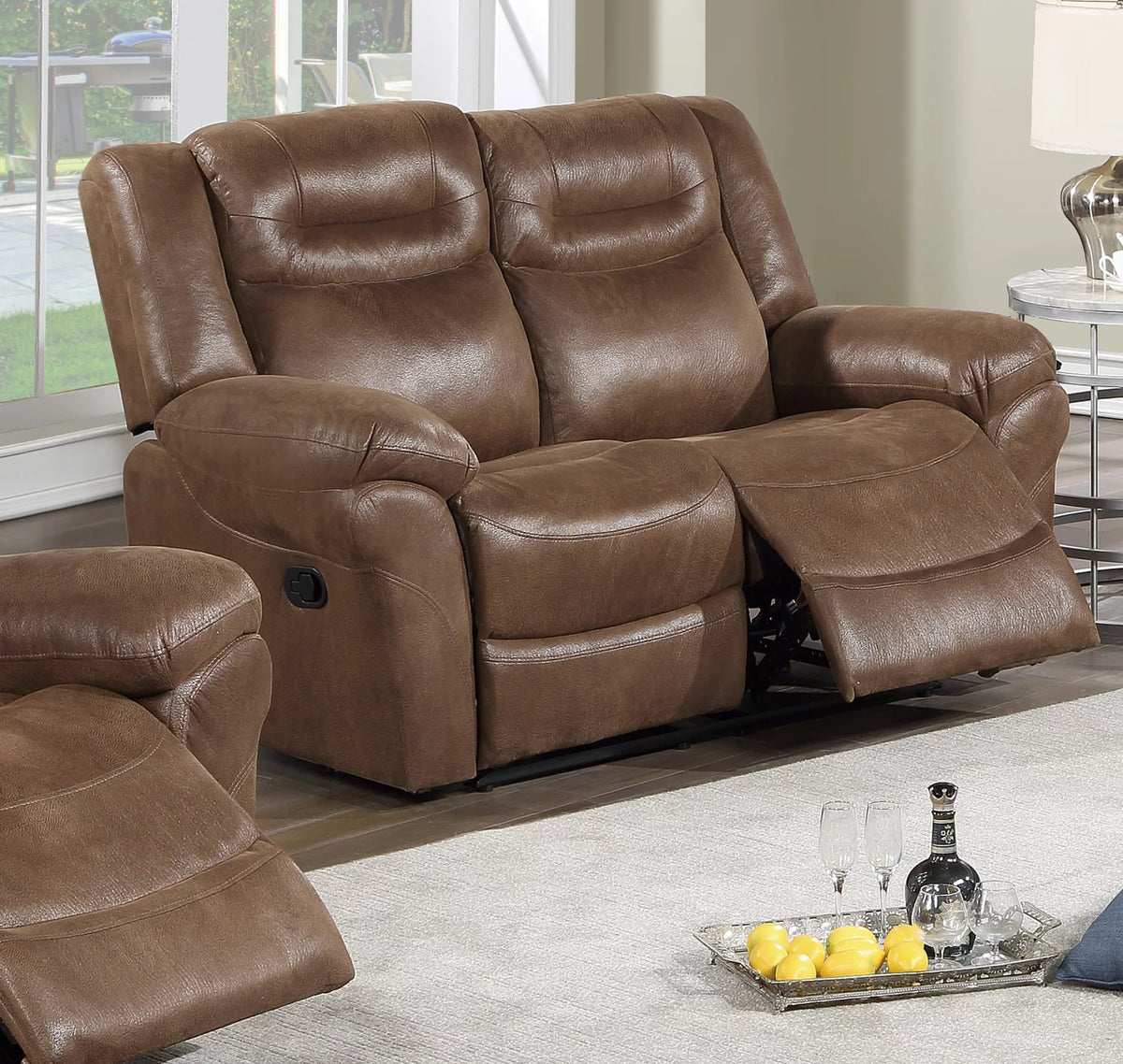 Dark Brown Leatherette Motion Sofa Loveseat 2pcs R776162