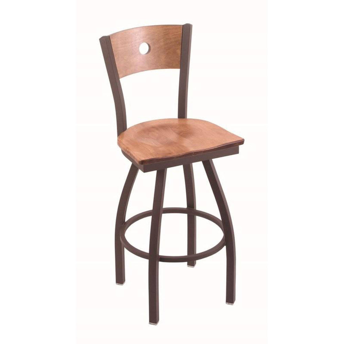 Bronze Finish Bar Stool with Back and Swivel Seat B454851