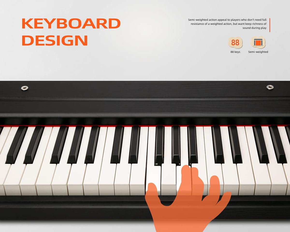 88-Key Semi-Weighted Digital Piano Keyboard with Sustain Pedal and Carry Bag Y6596
