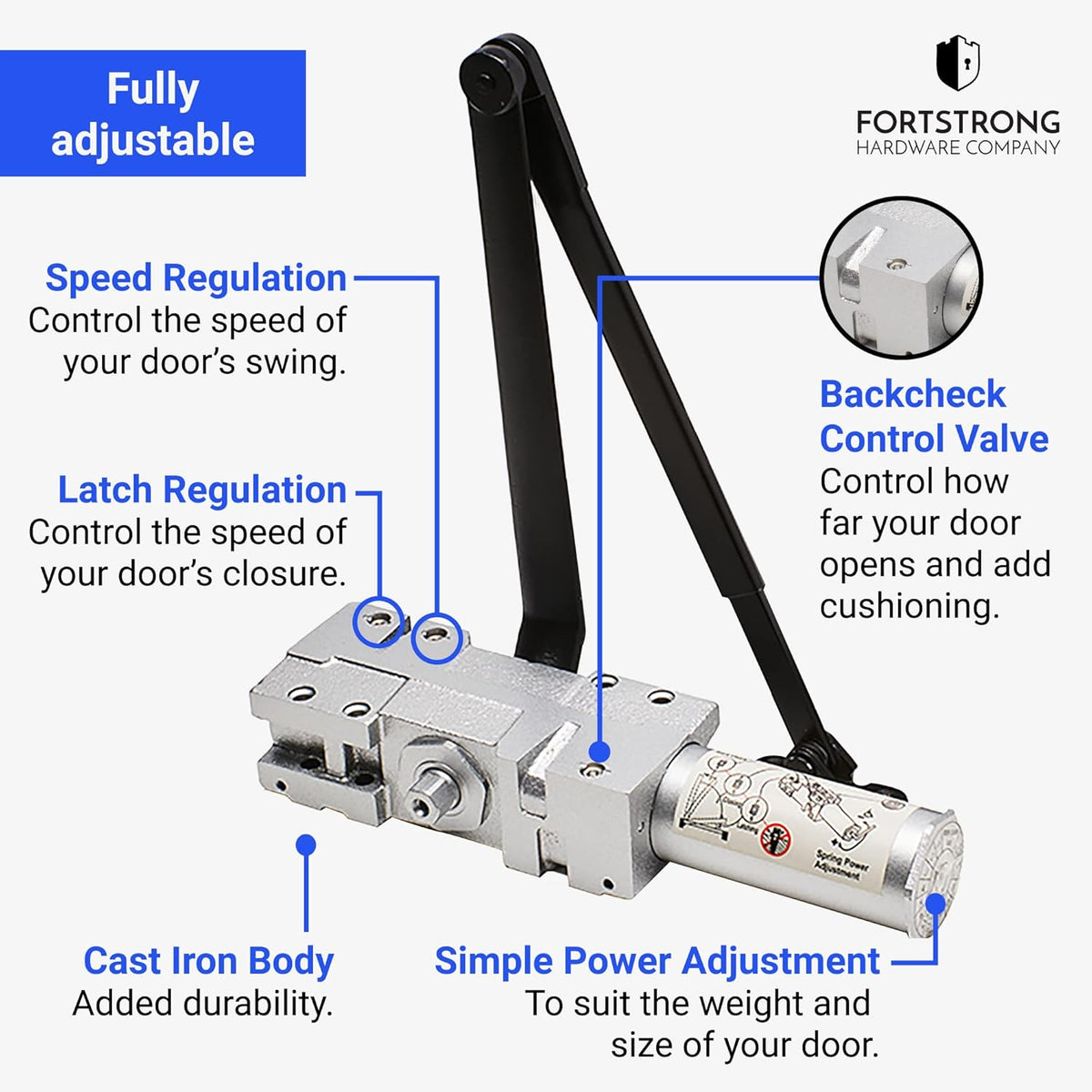 Black Metal Door Closer G821