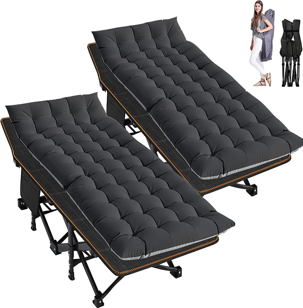 2 Pack Folding Camping Cot with Mattress and Carry Bag W717