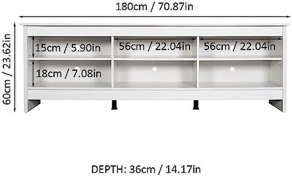 White Wood TV Stand with 6 Shelves Z9950