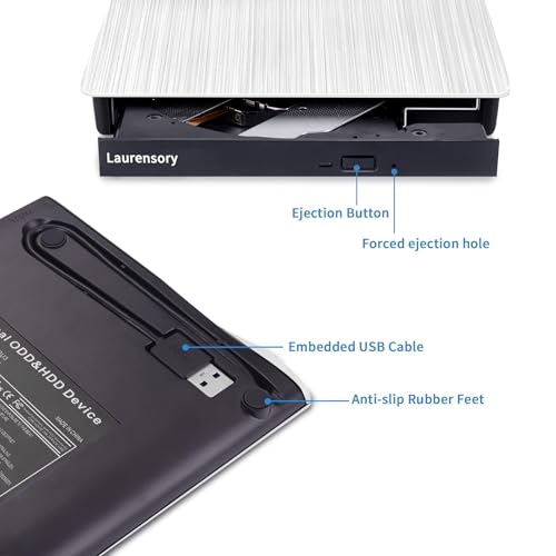 External DVD Drive USB 3.0 Type-C Portable CD DVD Burner Reader A4491