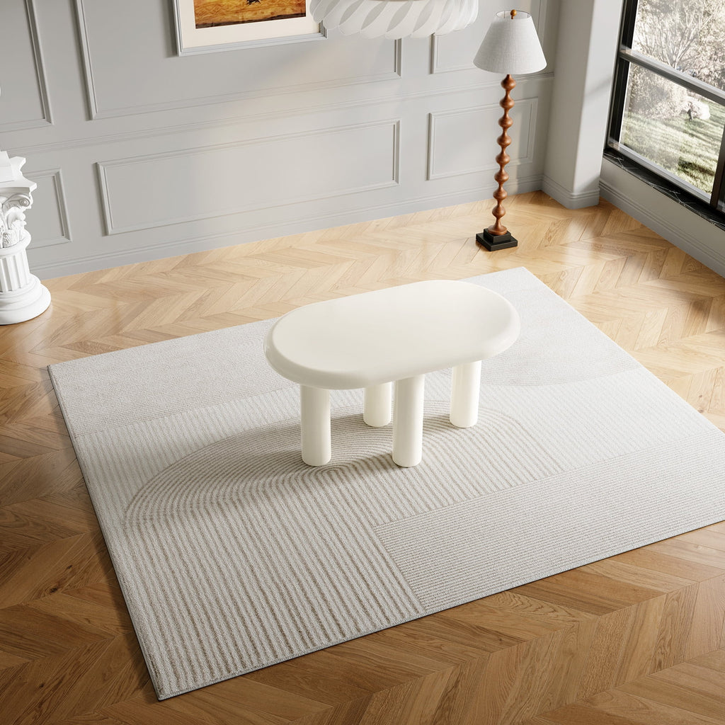 Cream White Oval Dining Table Q3078