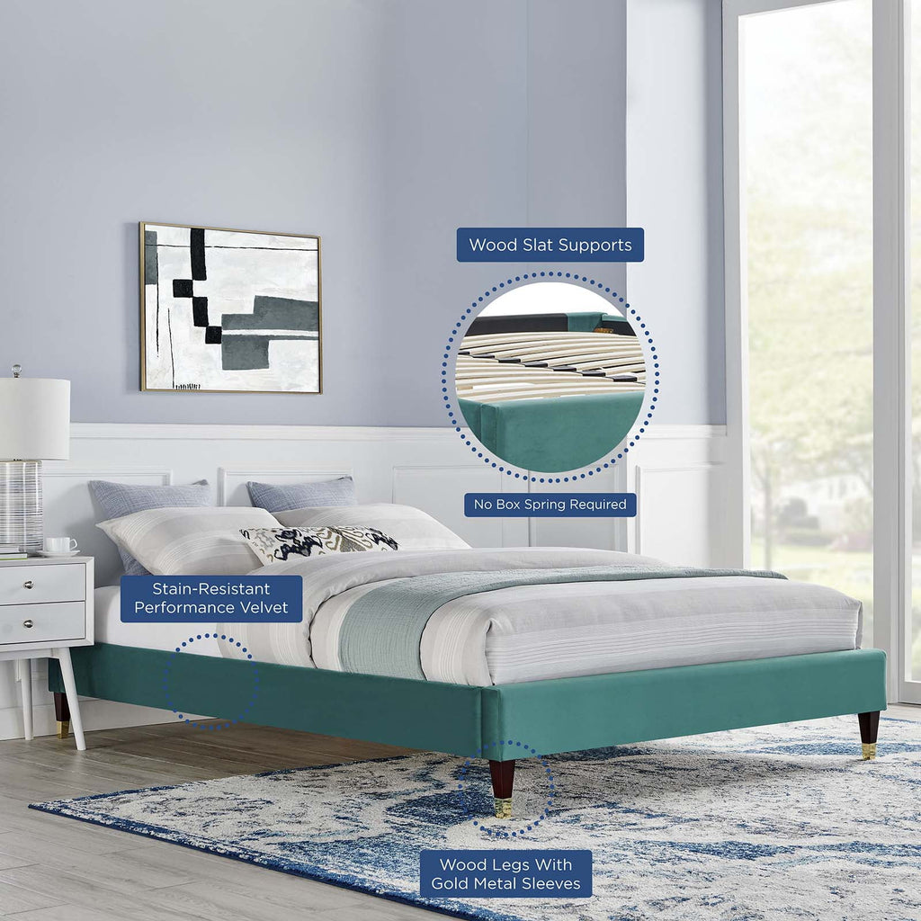 Teal Twin Performance Velvet Platform Bed Frame N927
