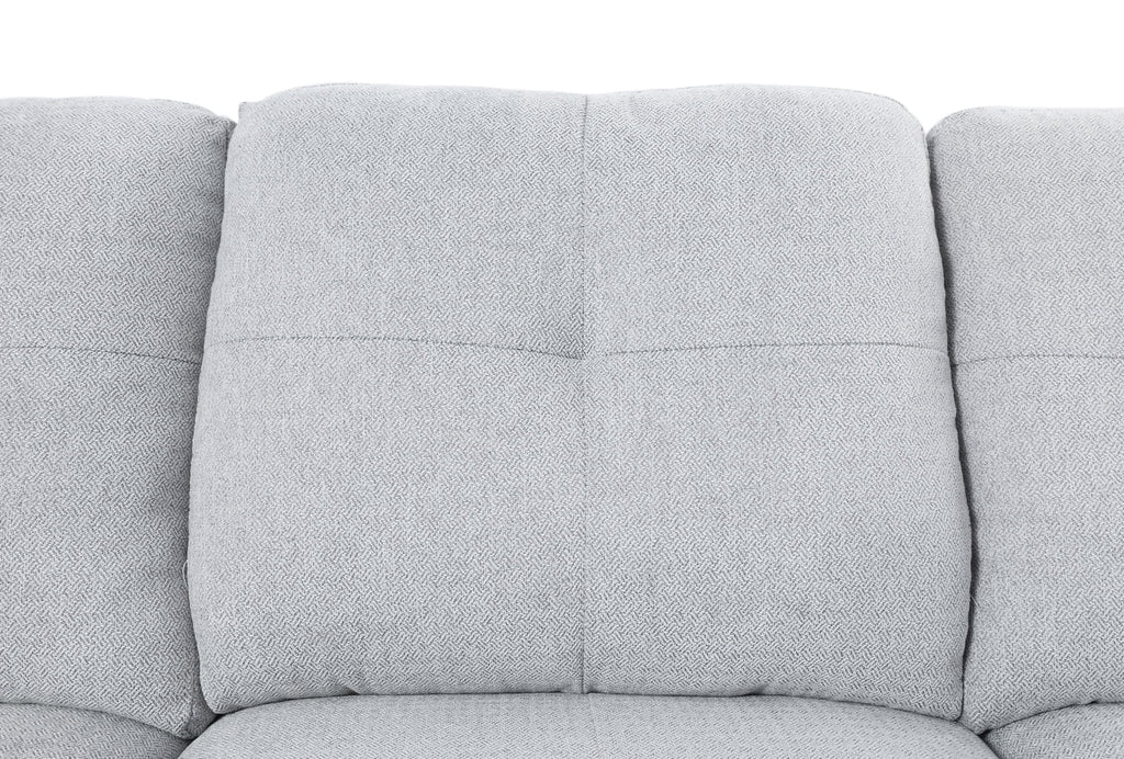 Linen Fabric Sectional Sofa with Storage Ottoman & Toss Pillows O726960