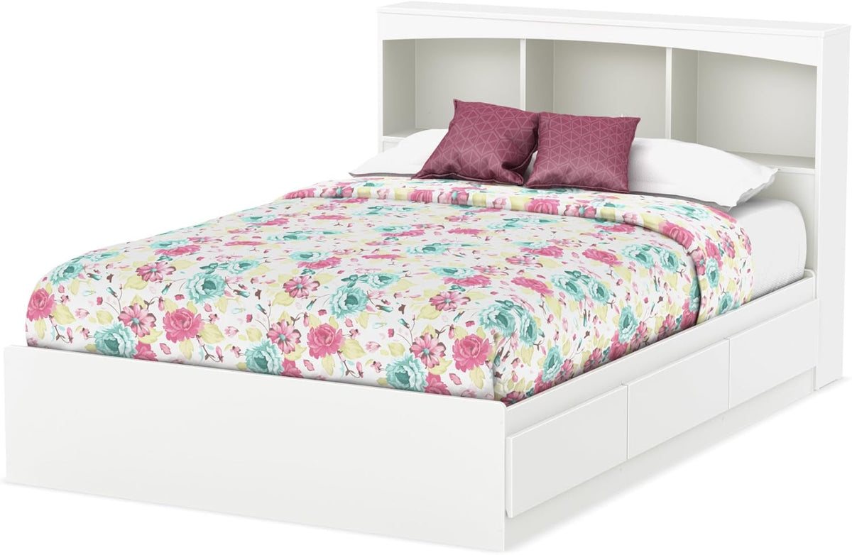 Full Bookcase Storage Bed in Pure White W695373