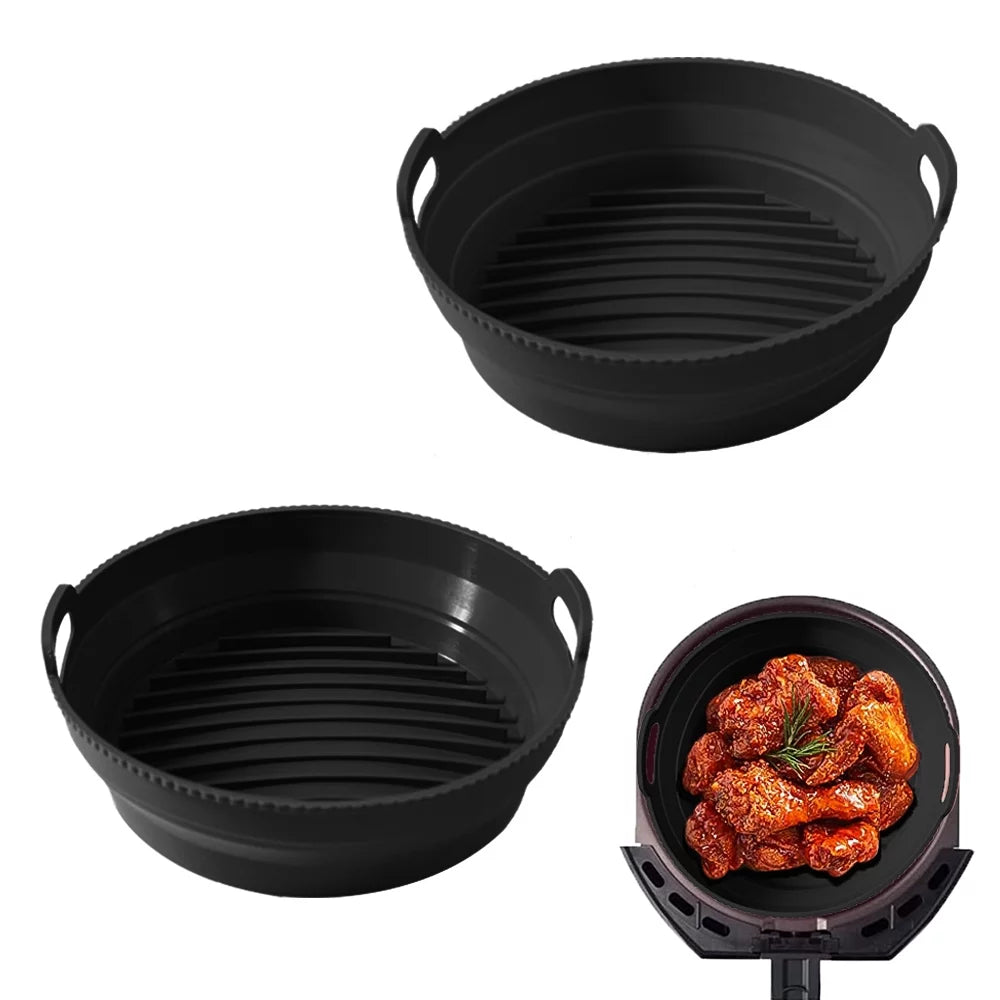 2 Pack 7.5 inch Reusable Non-Stick Silicone Air Fryer Liners O260