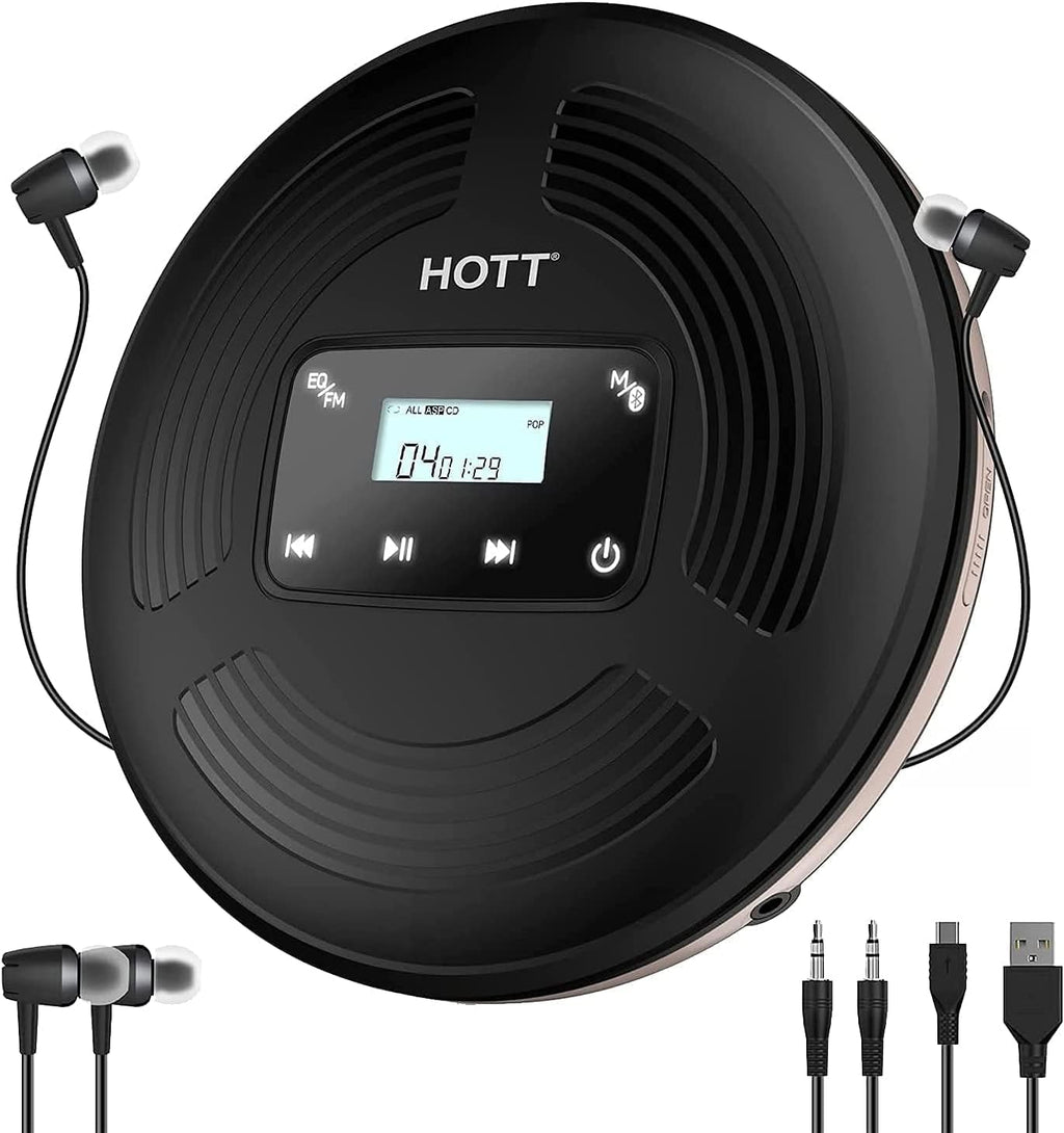 Black Portable CD Player with Bluetooth W3495