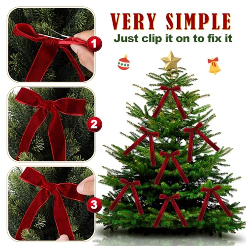 16 Pcs Vintage Velvet Bow Ornaments with Clip Q233