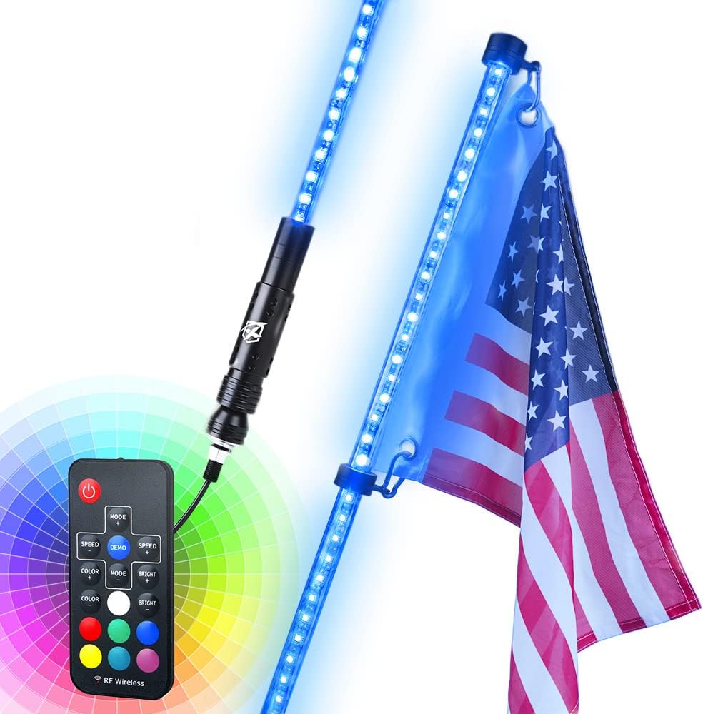 4FT RGB LED Flexible Whip Lights with Remote Control S54569