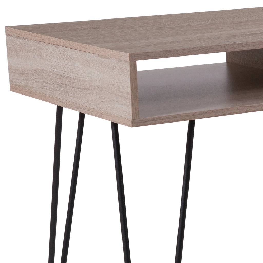 Oak Wood Grain Finish Computer Table with Black Metal Legs N982