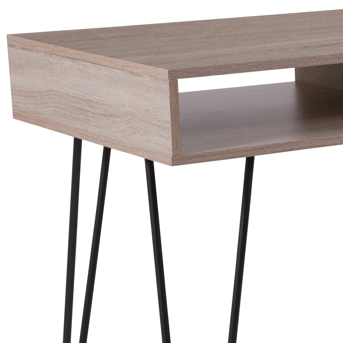 Oak Wood Grain Finish Computer Table with Black Metal Legs N982