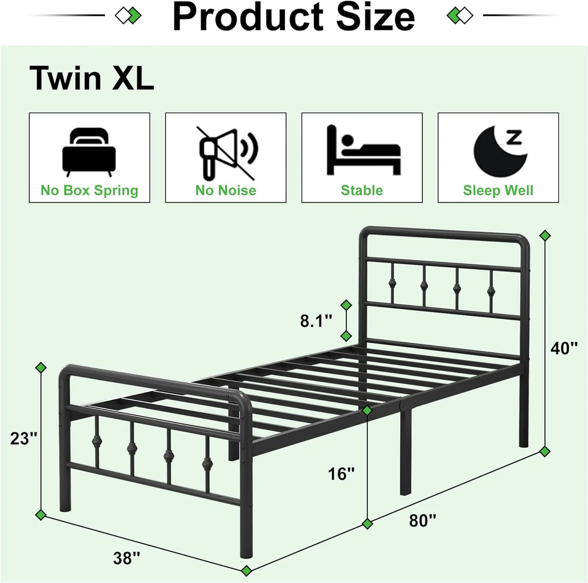 16 inch Twin XL Bed Frames with Headboard and Footboard Q218365