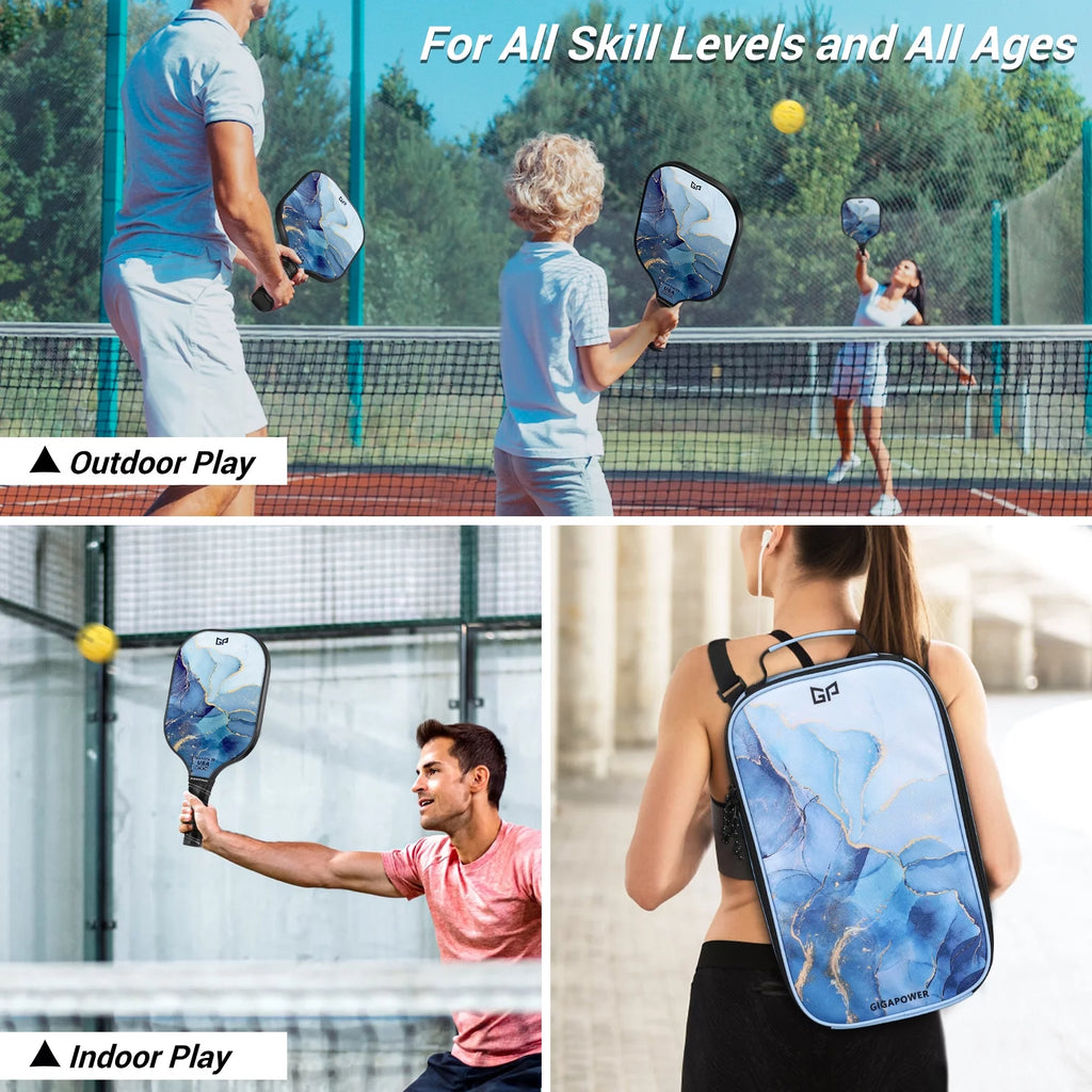 USAPA Approved Graphite Carbon Face Pickleball Paddles Set of 2 I9426