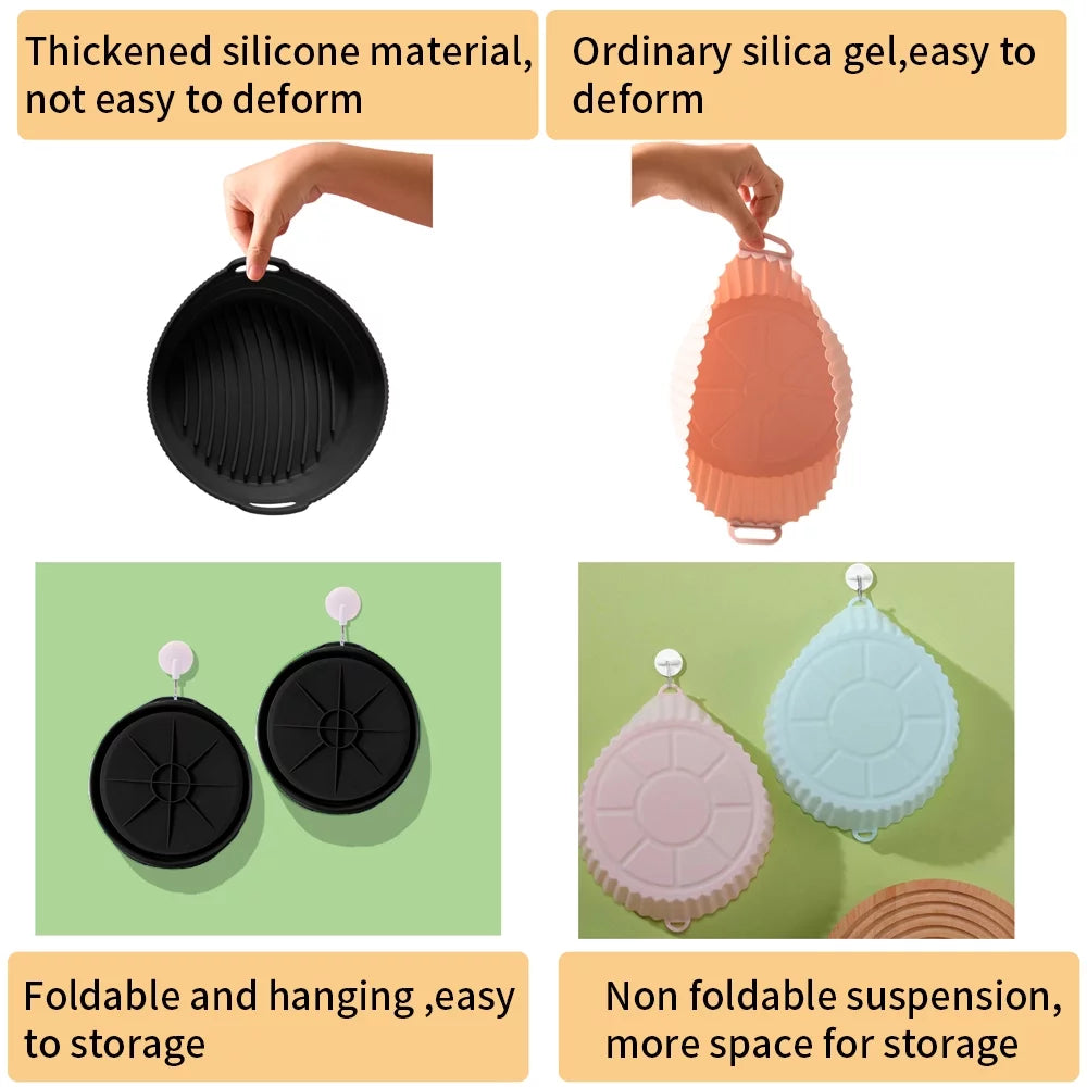 2 Pack 7.5 inch Reusable Non-Stick Silicone Air Fryer Liners O260