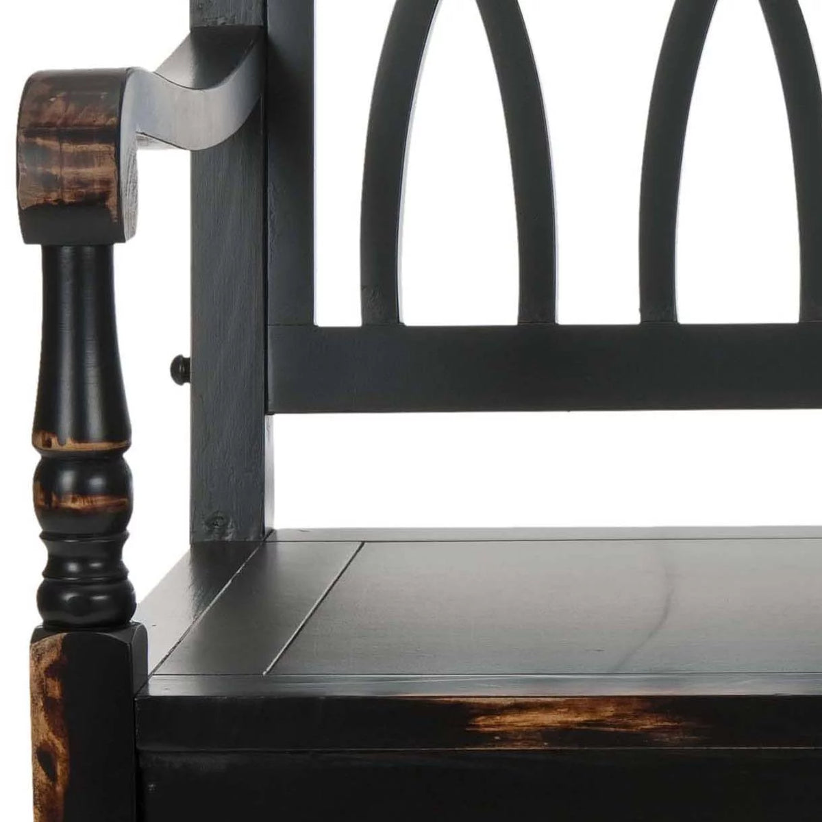 Distressed Black Bench Y551616