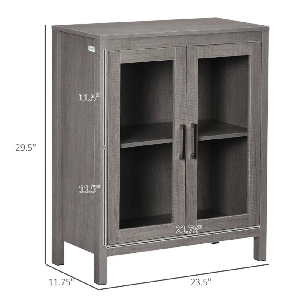 Gray Wooden Bathroom Floor Cabinet Q881616