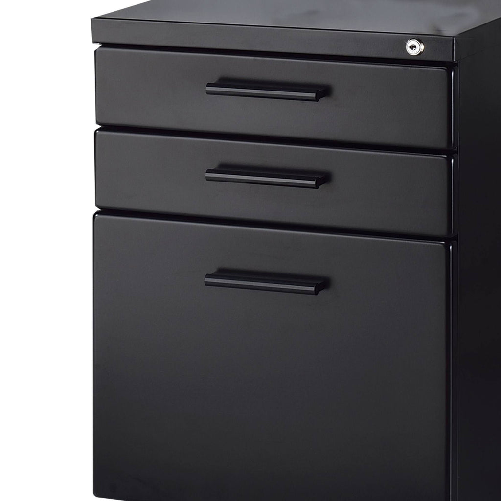 Black File Cabinet with Lock System and Caster Support X6710