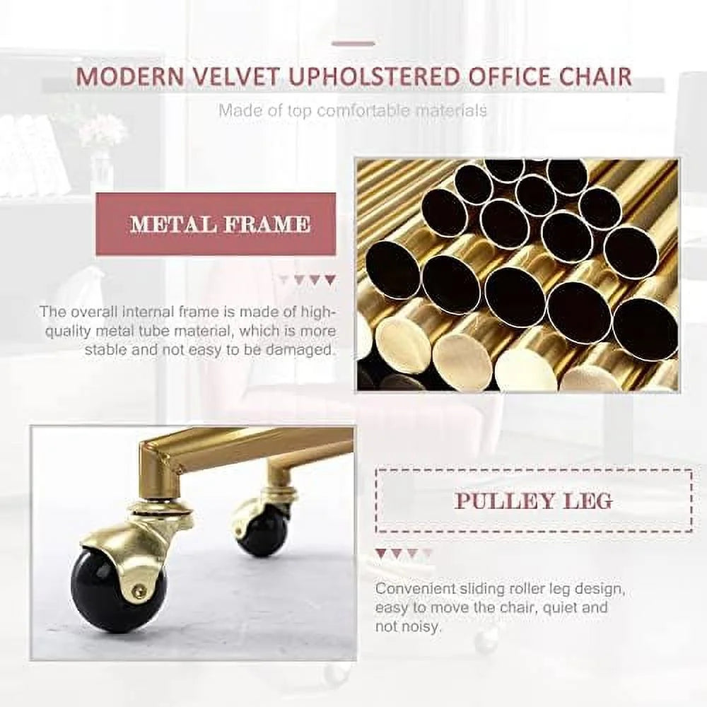 Velvet Office Desk Chair with Wheels P2360