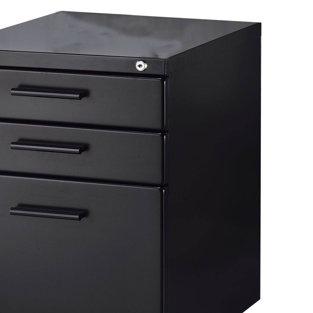 Black File Cabinet with Lock System and Caster Support X6710