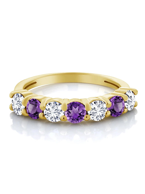 18K Yellow Gold Plated Silver Purple Amethyst Ring E5847