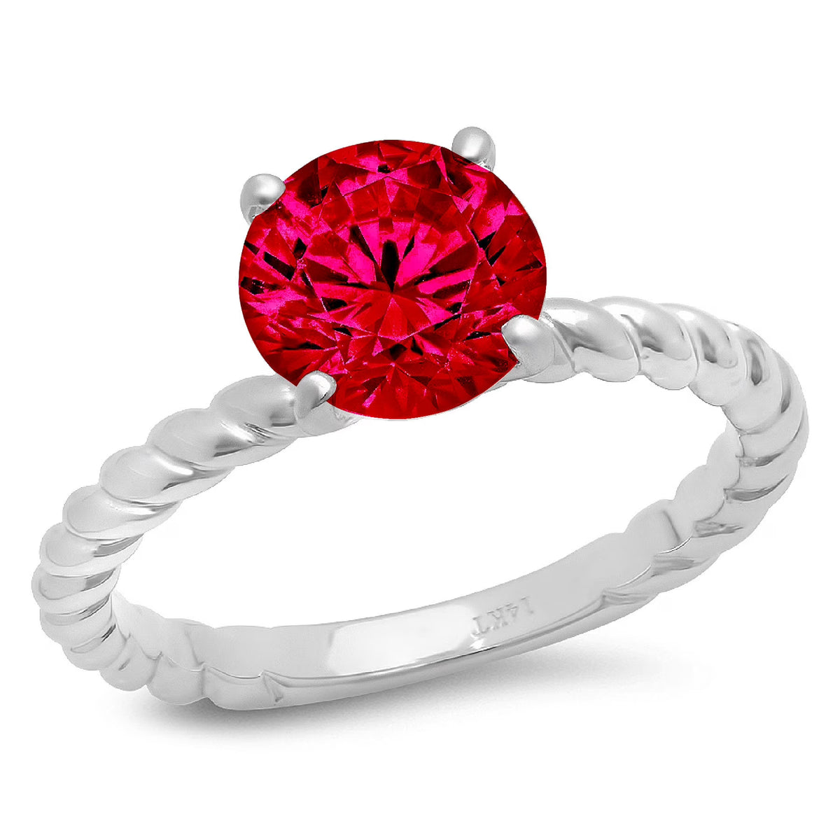 18k White Gold Red Ruby Ring Size 9.5 L9078