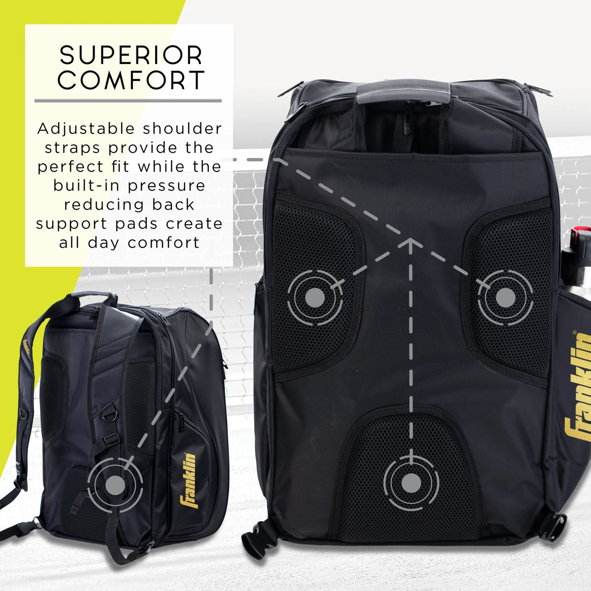 Black Hybrid Pickleball Backpack Duffle Bag T381260
