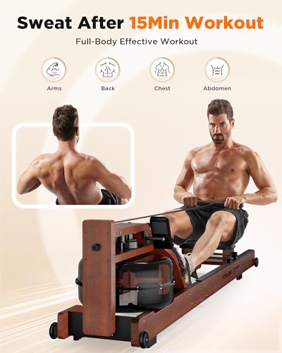 Foldable Water Rowing Machine 400LBS Weight Capacity with Monitor J775702