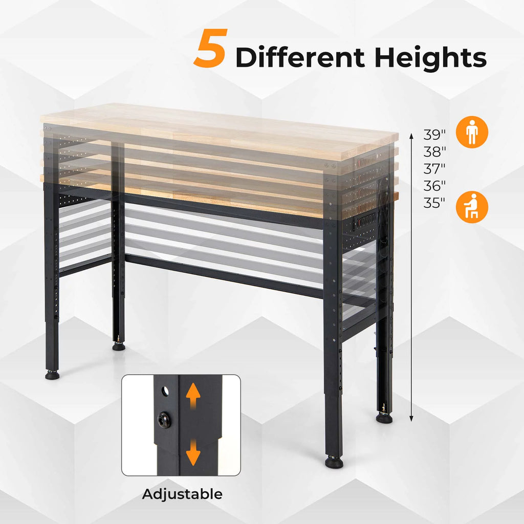 Adjustable Height Workbench with Power Outlets H4554