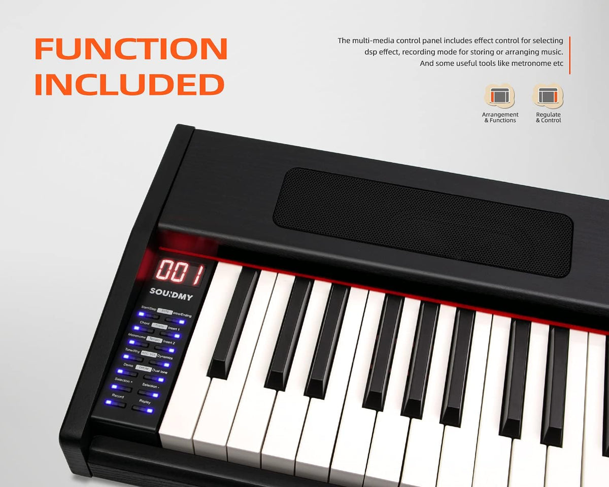 88-Key Semi-Weighted Digital Piano Keyboard with Sustain Pedal and Carry Bag Y6596
