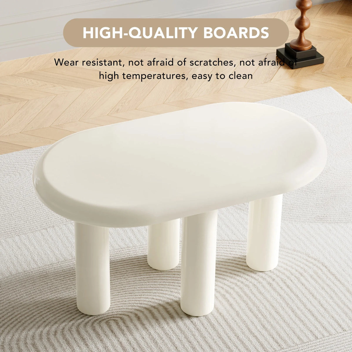 Cream White Oval Dining Table Q3078