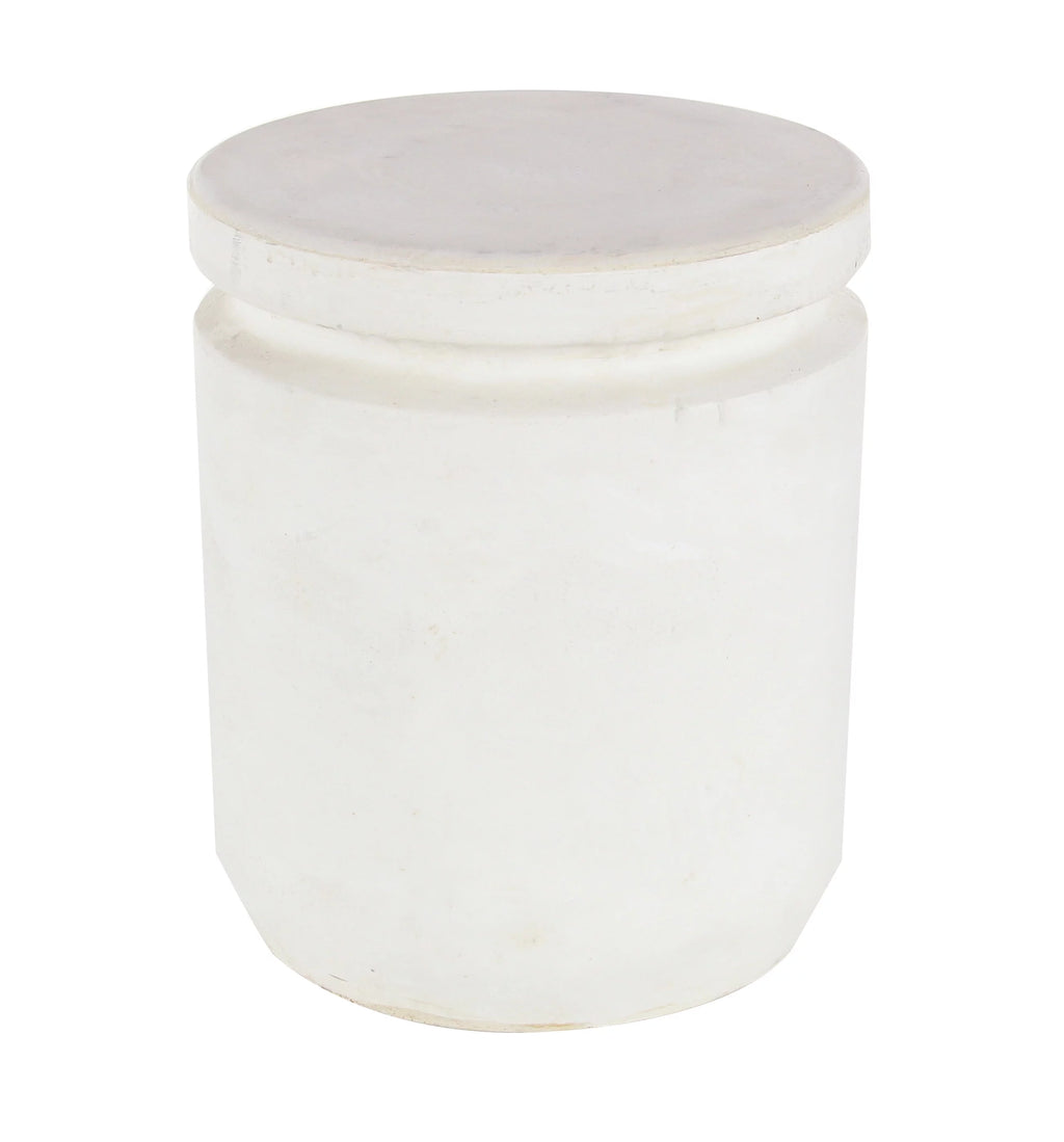 White Industrial Fiber Clay Outdoor Cylindrical Foot Stool G71457