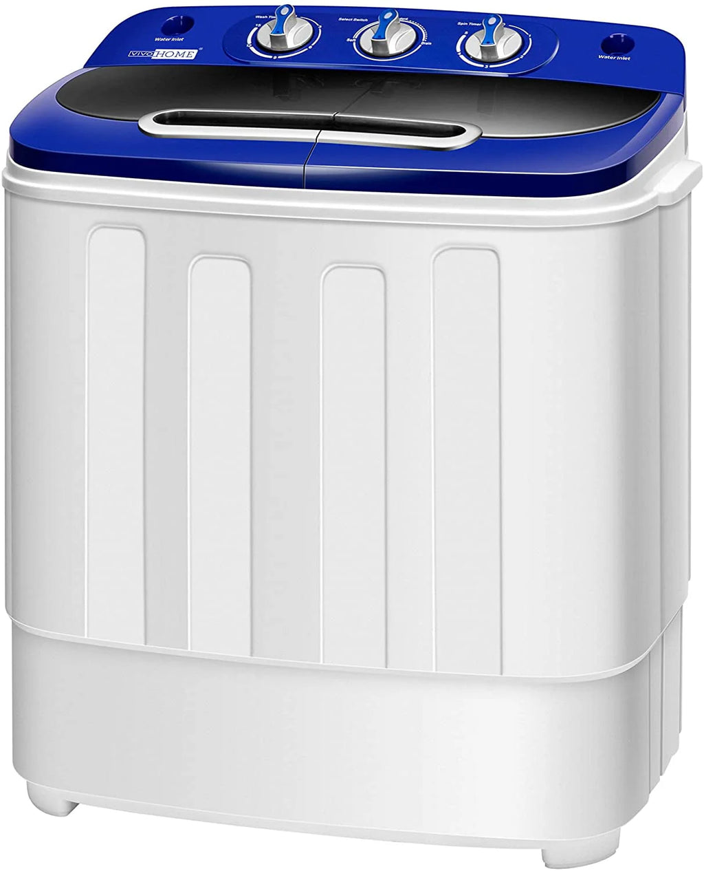 Portable 2 in 1 Twin Tub Mini Laundry Washer and Spin Dryer Combo 13.5lbs Black & White J9743