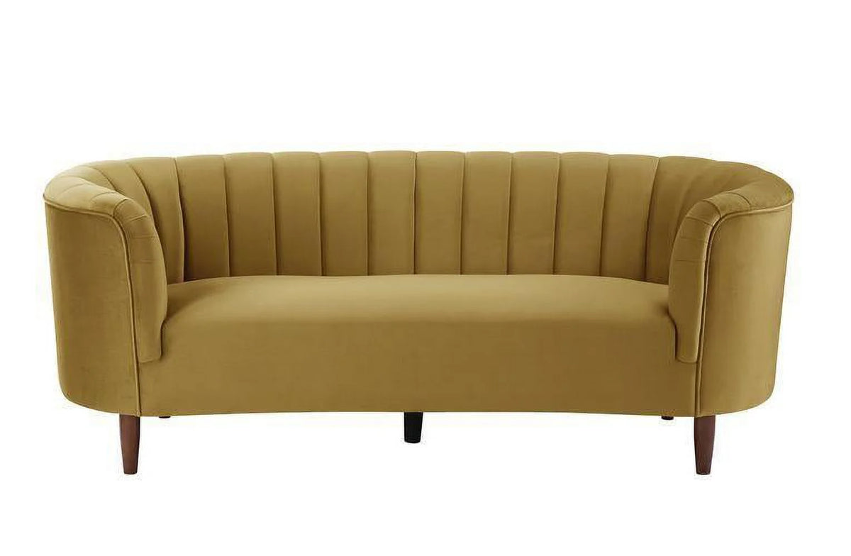 Olive Yellow Velvet Sofa and Loveseat S5534