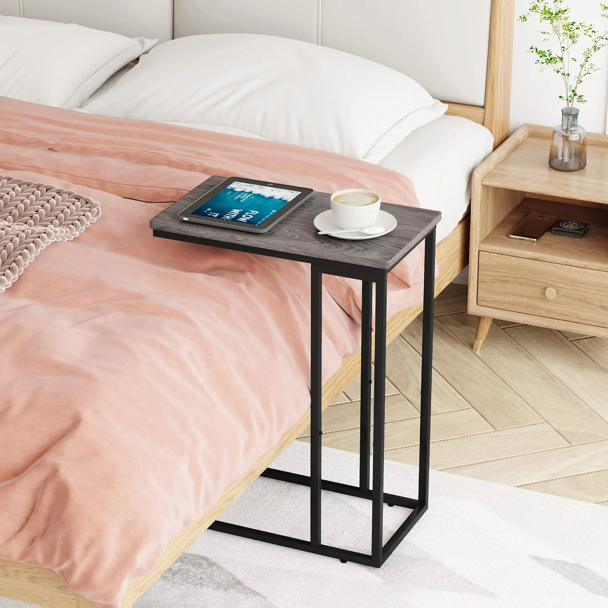 Small C Shaped End Table Grey O809913