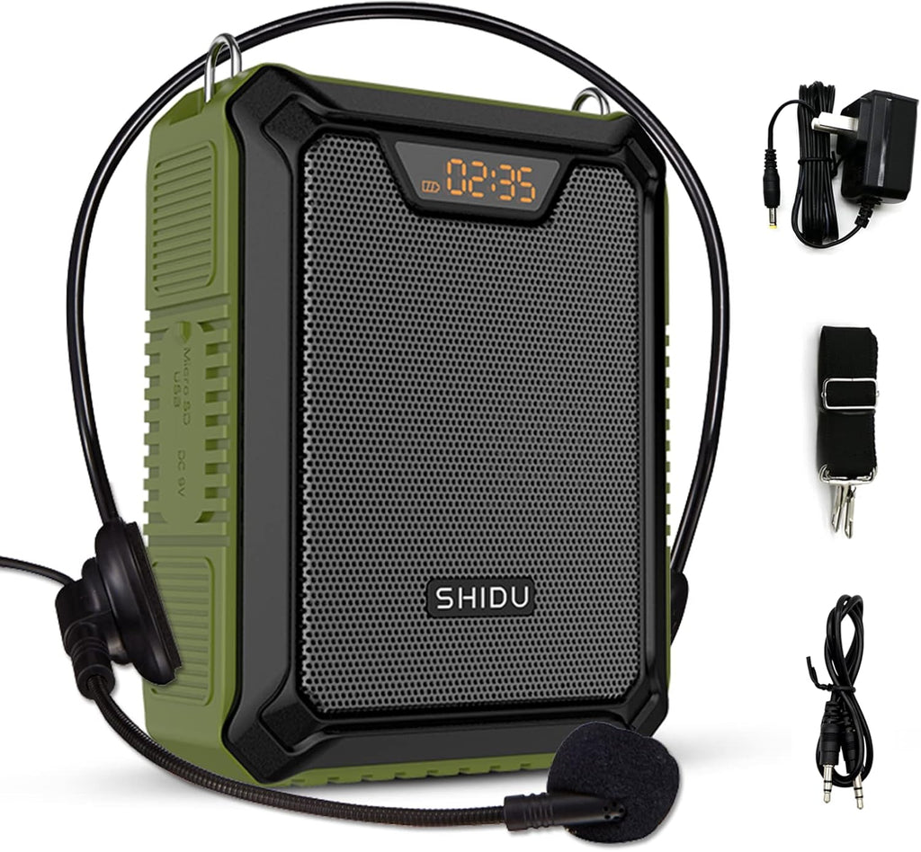 Waterproof 25W Voice Amplifier Speaker with Mic Headset, Rechargeable, Green, Pack of 2 Q5641