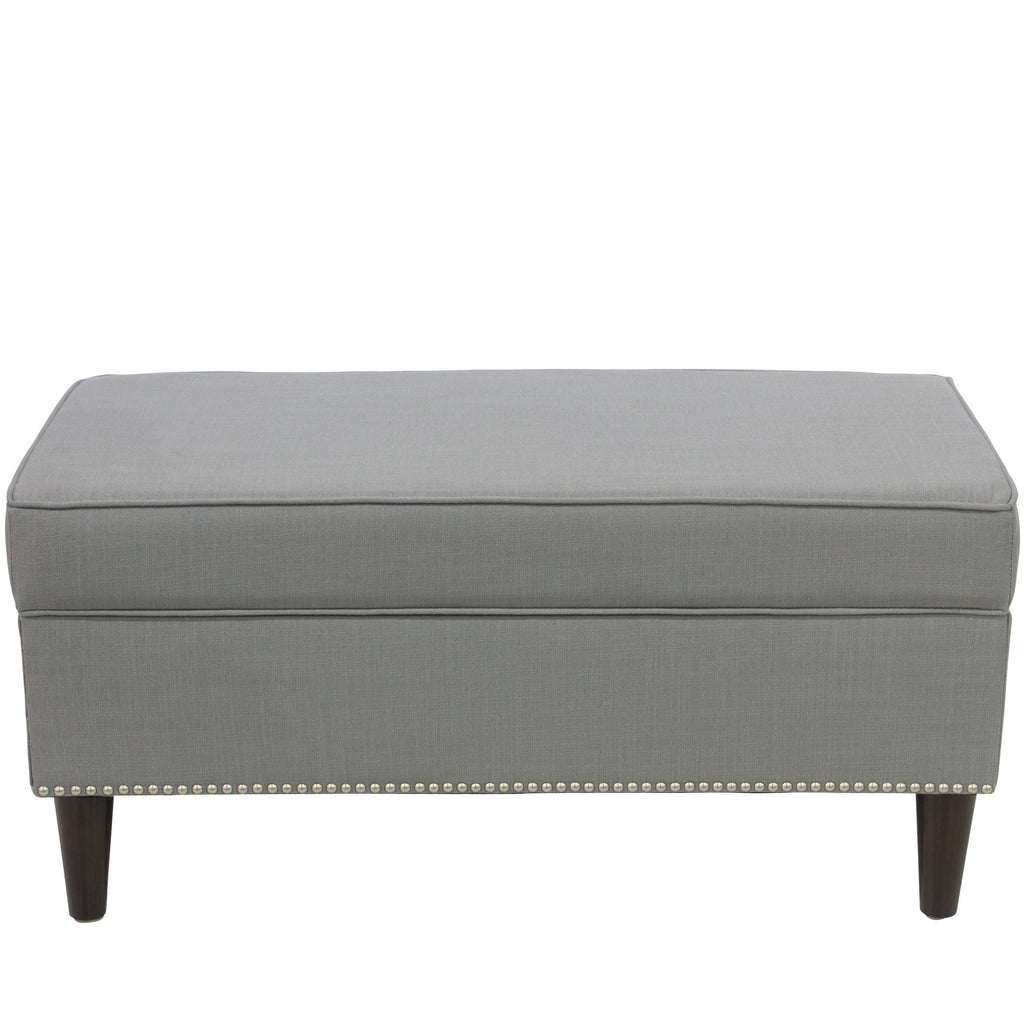 Linen Gray Button Storage Bench R938