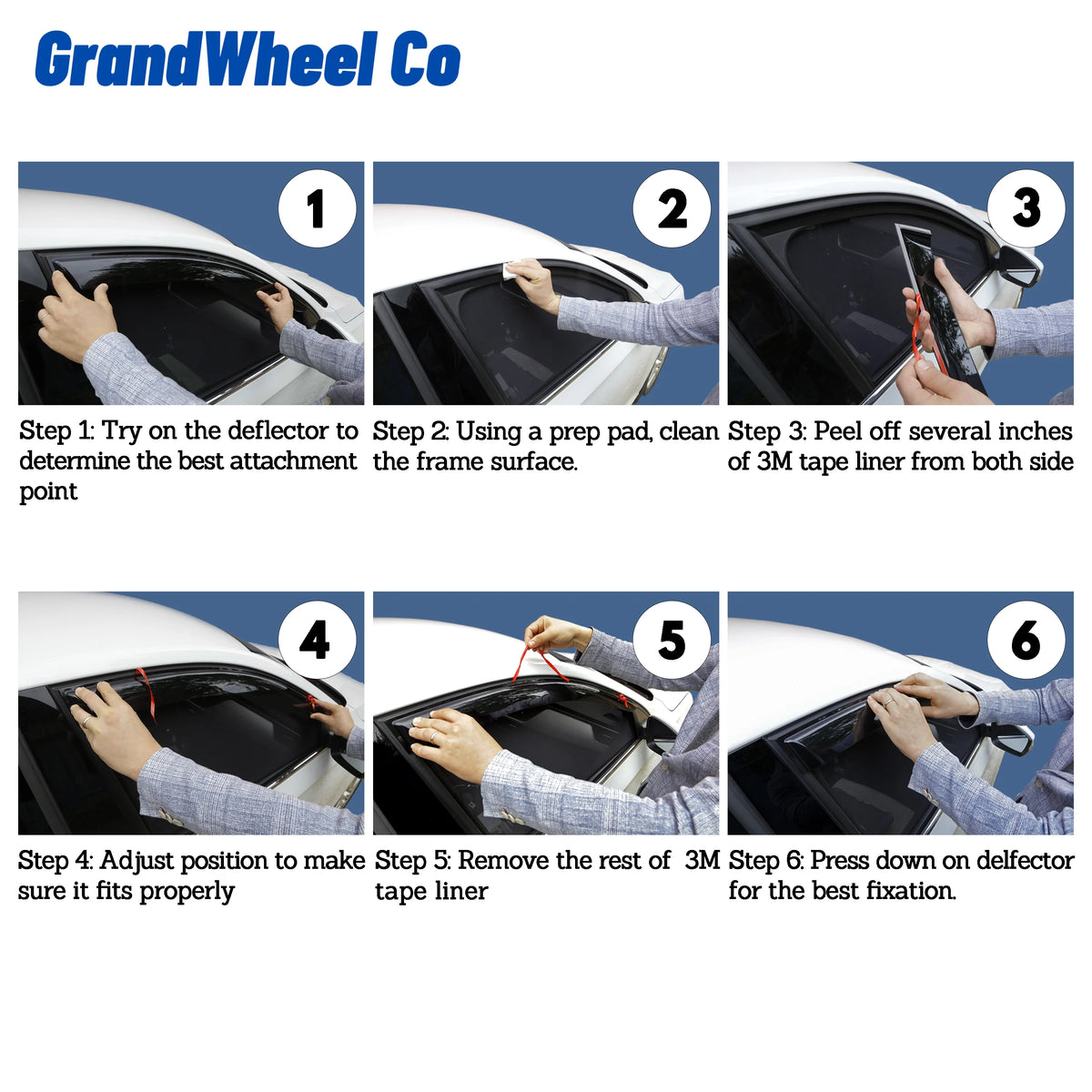 Smoke Tinted Tape-On Side Window Vent Visor Deflectors Rain Guards 4pcs A470