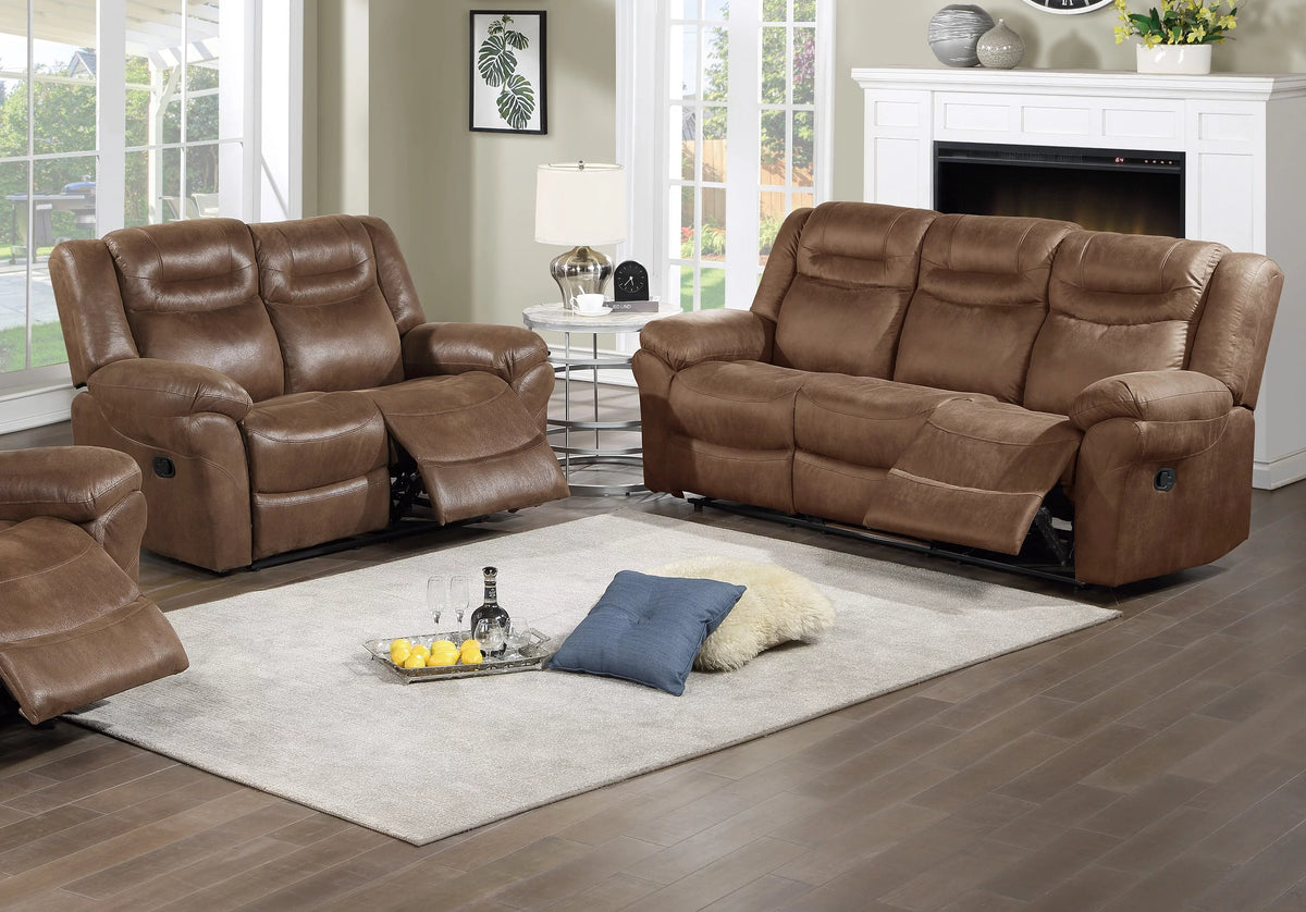 Dark Brown Leatherette Motion Sofa Loveseat 2pcs R776162